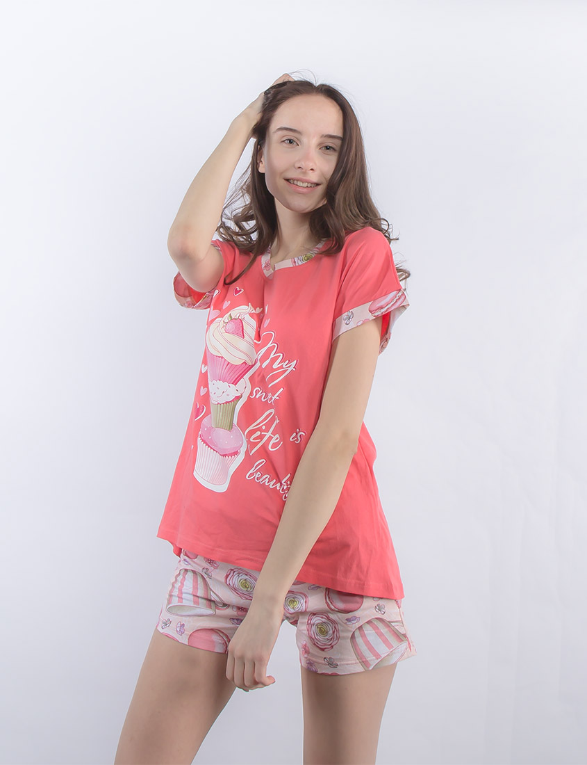 Картинка Пижама Красная с Пироженками от интернет-магазина NightBird