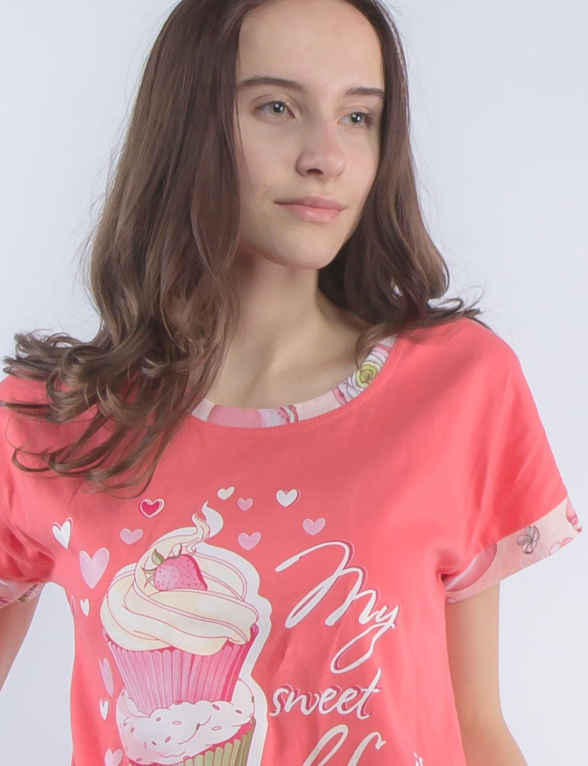 Картинка Пижама Красная с Пироженками от интернет-магазина NightBird